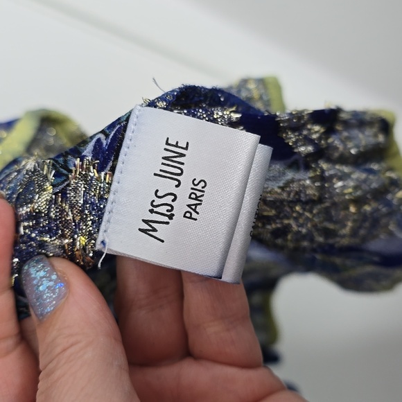 Miss june blue royal dress with gold metalic - Picture 7 of 12